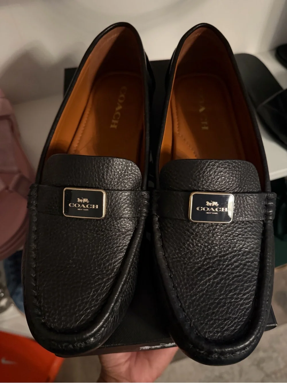 COACH Black Leather Mona Driver Loafers Women’s 9.5 🖤 Pre-Loved - Picture 1 of 9